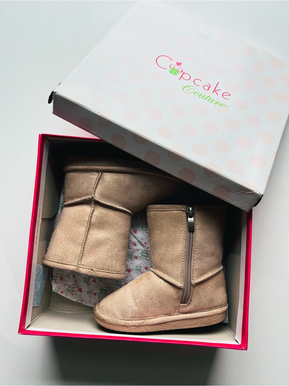 Cupcake Couture Lil Comfy Toddler Boots Champagne Tan Size 7M